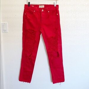 Lucky Brand Red Distressed Sienna Boyfriend Jeans
